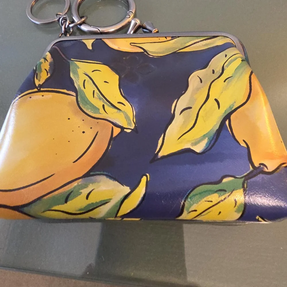 Patricia Nash Yellow Lemon Print Leather Crossbody Bag